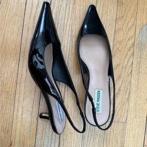 Steve Madden Kari Glossy Black Pointed Slingbacks